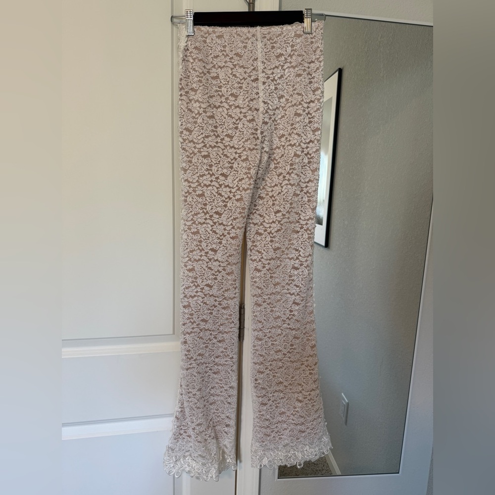 Boys Lie Rose Reverie x Yung Reaper Bottom White Lace Pearl Flare Pant - Picture 6 of 8